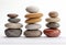 Zen stacked smooth stones. Sea pebble. Balancing pebbles isolated