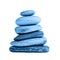 Zen stones balance isolated over white background. Color of the year 2020 classic blue toned