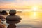 Zen stones beach peace. Generate Ai
