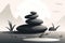 Zen stones garden meditation illustration. Ai generative