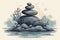 Zen stones garden meditation illustration. Ai generative