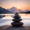 Zen stones placed in-front of river