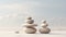 Zen stones on the sand. 3d render. Conceptual image Generative AI