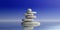 Zen stones stack on blue background. 3d illustration