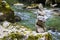 Zen stones at Vintgar gorge, Slovenia, Beautiful environmental place