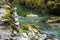 Zen stones at Vintgar gorge, Slovenia, Beautiful environmental place