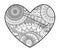 Zendoodle in heart shape for coloring books for adult