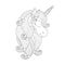 Zendoodle unicorn drawing. Design for kids. Fashion illustration drawing in modern style for clothes. Girlish print