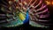 In the Zenith Light, a Peacock Unveils a Plume of Plumage, Crafting a Chromatic Display of Colors