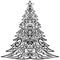 Zentangle Christmas tree decorative doodle