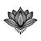 Zentangle lotus flower in ornamental ethnic style. Hand drawn elegant fashion lotus, detailed stylized black flower on wh