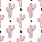 Zentangle pink cactus seamless pattern