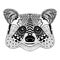 Zentangle stylized Black Raccoon face. Hand Drawn doodle vector