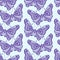 Zentangle stylized Butterfly seamless pattern. Hand Drawn