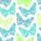 Zentangle stylized sea Butterfly seamless pattern. Hand Drawn vector illustration. Insect collection.
