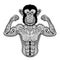 Zentangle stylized strong Monkey like Bodybuilder. Hand Drawn sp