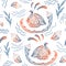 Zentangle swans seamless pattern