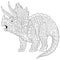 Zentangle triceratops dinosaur