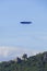 Zeppelin, airship flies over old Hohenbaden Castle in Baden-Baden