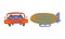 Zeppelin and Motor Car as Road Vehicle for Carrying Passengers Vector Set