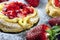 Zeppole with strawberry- tipical italian pastry