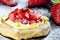 Zeppole with strawberry- tipical italian pastry