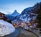 zermatt, beautiful little Swiss village at the foot of Matterhorn, Swiss Alps