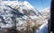 Zermatt city Mattertal view from train winter snow landscape Swiss Alps panorama