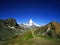 Zermatt green city in switzerland. Clear view of Matterhorn in s