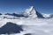 Zermatt Matterhorn gornergrat emerging from sea of clouds view perfect sky