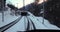 Zermatt Shuttle train in the Swiss Alps, driver\'s view