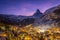 Zermatt Town and Matterhorn Mountain at Winter Night. Swiss Alps, Switzerland