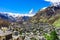 Zermatt village and Matterhorn Peak in background.