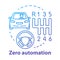 Zero automation concept icon. Car with manual transmission. Vehicle, gearbox, steering wheel. Driving school idea thin
