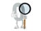 Zero character with magnifying glass