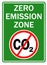 Zero emission zone, information sign with symbol and text