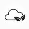Zero emissions line icon. clean air, ecology and environment symbol. cloud and leaves