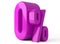 Zero percent 3d illustration. Pink zero percent special Offer on white background