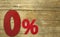zero percent discount symbol on wooden background