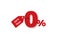 Zero percent fees clipart. Red marketing symbol with attached label and giveaway.