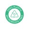 Zero plastic microbeads free icon. Recycle triangle and number zero in a green circle.