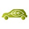 Zero tailpipe emissions. Eco friendly vehicle using biofuel. Electric vehicle. Eco car concept green drive with leaf symbol