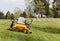 Zero turn lawn mower on turf with no driver