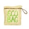 Zero waste cotton bag, Green Recycled cycle. Watercolor hand drawn illustration isolated on white background. Ecological