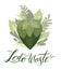 Zero waste. Ecological vertical postcard with a hand drawn heart of leaves, greenery and lettering. Natural card with quote.