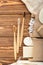 Zero waste home product. Bamboo toothbrushes, soap, Cotton Swabs Wooden Sticks on wooden background. Natural bath products. Flat