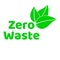 Zero waste lettering text sign or logo with green leaves. Waste management concept. Reduce, reuse, recycle and refuse