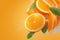 Zesty burst Orange slices get a lively splash of invigorating water