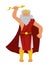 Zeus Greek God isolated male character elderly man with lightning in hand