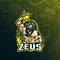 Zeus mascot logo design with modern illustration concept style for badge, emblem and tshirt printing. angry zeus illustration for